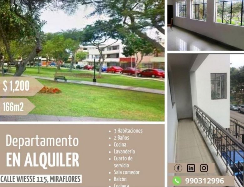 Departamento en Alquiler en Miraflores Lima, Lima